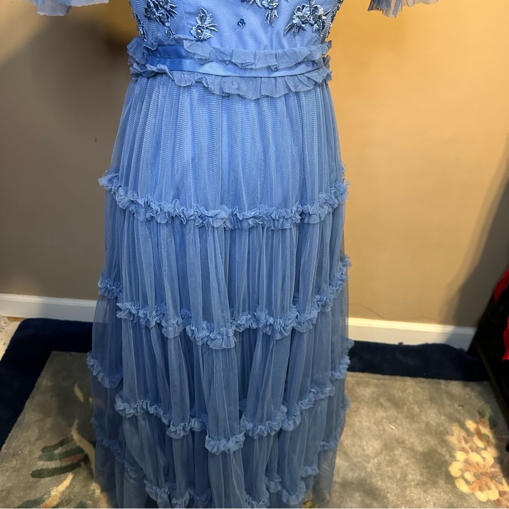 Ivy City Co Blue Embroidered ruffled Dress - Picture 5 of 6